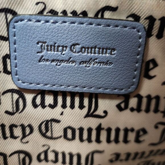 Juicy Couture Bag Obsession Satchel Slate Blue Velvet Rhinestones Purse Handbag - Picture 5 of 14
